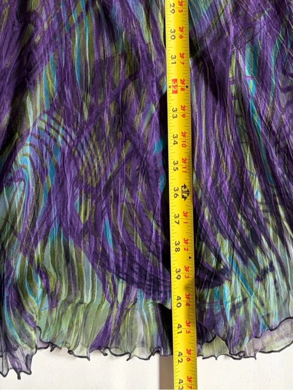 Komarov Part Dress Midi 3/4 Sleeve Charmeuse Dress Purple Green size Small - Picture 11 of 16